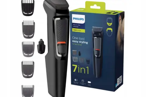 Trymer wielofunkcyjny Philips 7w1 z nasadkami i opakowaniem.