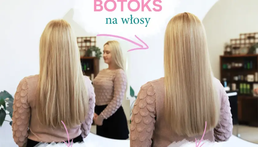 Przed i po zabiegu botoksu na włosy. Włosy po zabiegu są wygładzone i lśniące. Czy botoks na włosy działa? Tak!